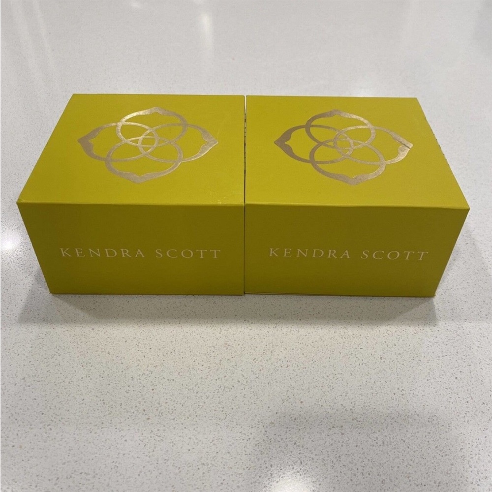 Kendra Scott 2 EMPTY Boxe Bright Yellow White Magnetic Presentation Gift Storage